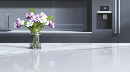 Stunning Modern Kitchen Design with Elegant Flowers