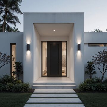 Entrada a una casa vista desde el exterior