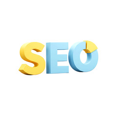 3D SEO Letters with Pie Chart Segment on Transparent Background
