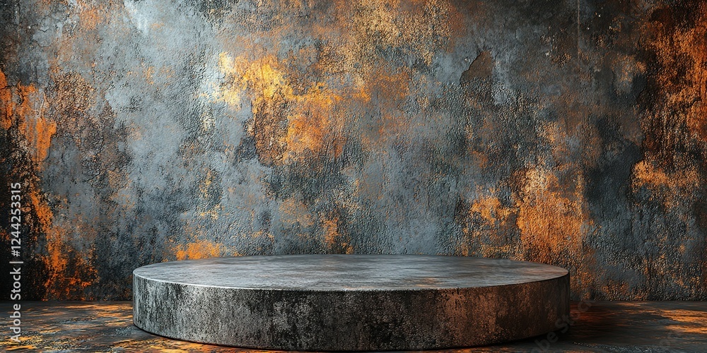 Poster beautiful textured background with circular platform for presentations or displays in an artistic se