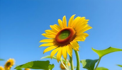 Obraz premium a sunflower with a blue sky in the background