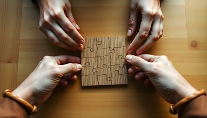 two hands holding a piece of a puzzle