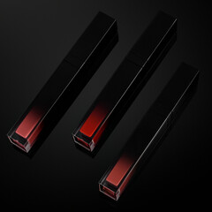  A luxurious black glitter lip gloss with a shimmering, holographic effect, featuring a sleek applicator and a high-shine formula for bold, glamorous lips.