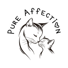 Pure Affection, A minimalist vector of an older sibling gently touching a younger one's head, symbolizing love, care, and protection. Simple black line art on a white background.