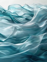 Obraz premium A smooth blend of turquoise and white flows in a fluid motion, evoking tranquil ocean waves under gentle lighting