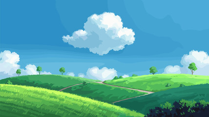 Simple Landscape with Rolling Hills and Blue Sky