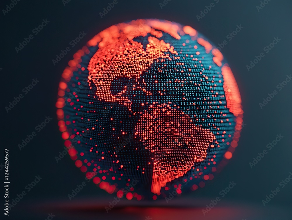 Poster dynamic global network visualization digital space 3d render dark background high-tech concept