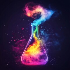 Mystical science experiment with colorful reaction and smoke image