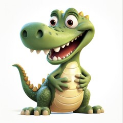 Naklejka premium Cheerful Crocodile Cartoon in African Wilderness for Children's Artwork or Clipart Designs