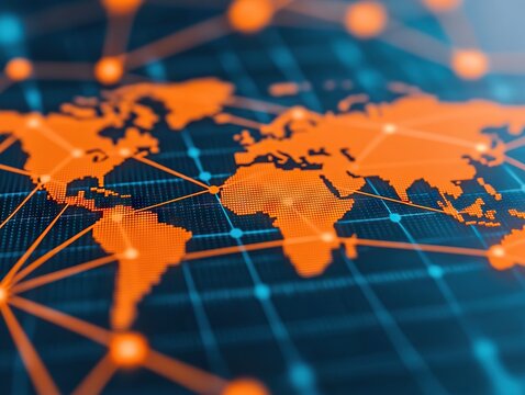 Global network visualization digital map data representation modern technology aerial view connectivity concept