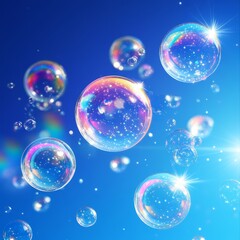 Soap bubbles on a blue background. Eps 10 vector file.