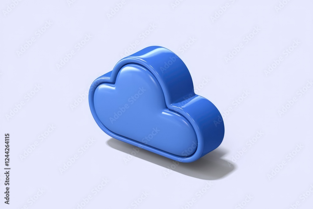 Aufkleber a 3d rendering of a blue cloud icon, symbolizing cloud computing, storage, or data.