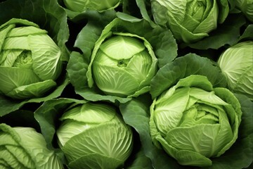 Obraz premium Closeup of Nutritious Cabbage Crop. Antioxidant-Rich Vegetable from Farm for Healthy Diet. Agriculture Background