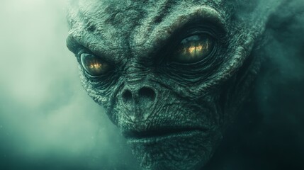 A monster with glowing eyes and a menacing expression