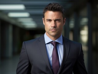 Fototapeta premium Confident Corporate Manager Portrait. Successful Businessman with Photogenic Smile and Determination