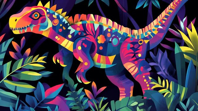 Colorful Cartoon Dino Illustration for Fun Music-Themed Decoration and Design