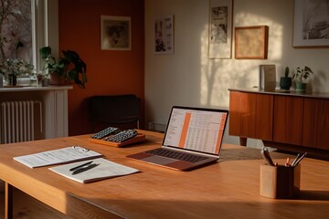 Modern Workspace with Laptop and Documents