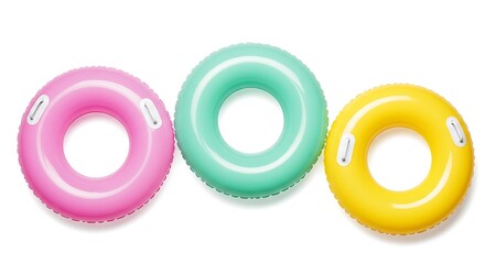Playful float tube swimming, refreshing pool ring top view, buoyant isolated inflatable rubber circle, leisure summer fun, relaxing holiday aquatic

