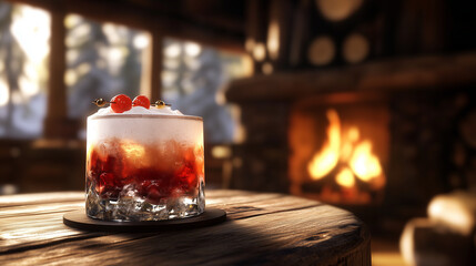  White Russian Cocktail in a Cozy Cabin Setting
