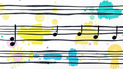Obraz premium Grunge Symphony: Hand Painted Staves on Textured Canvas