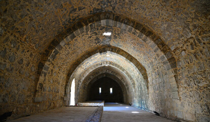 Fototapeta premium The historical Kirkgozhan Caravanserai in Antalya, Turkey, was built during the Seljuk period.