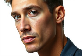 Obraz premium Photorealistic male portrait with neutral expression