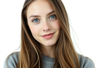 Naklejka premium Young female portrait on white background