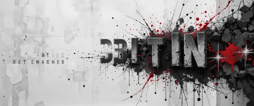 Creative explosion of monochromatic typography with splashes of color expressing artistic innovation and passion in a modern design setting