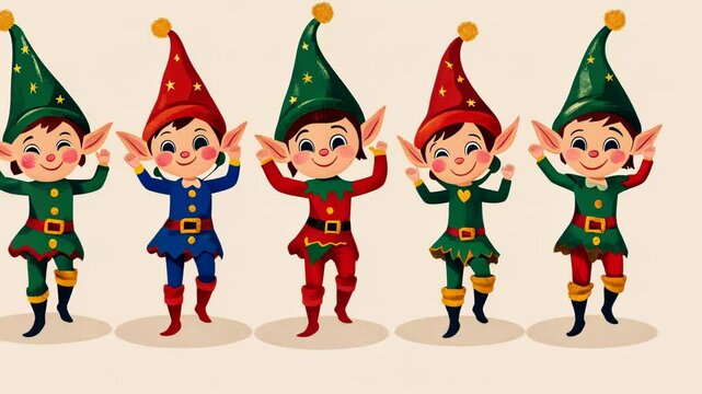 Cartoon Christmas Elf Character Set for Kids Fun Celebration