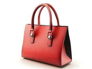 Sophisticated and Elegant Red Leather Handbag on White Background