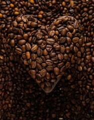 Fototapeta premium Corazón de granos café arabica tostados 