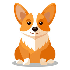 corgi dog dog isolated on white, Color vector illustration. Pet animal  