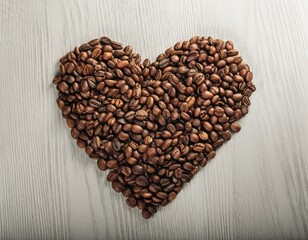 Coraz&oacute;n de granos caf&eacute; arabica tostados