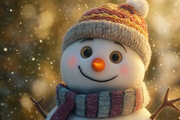 Cheerful Snowman in a Festive Winter Wonderland