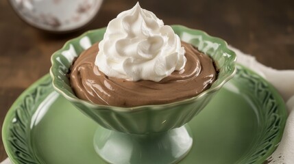 Decadent Chocolate Pudding with Whipped Cream: A Visual Delight
