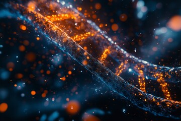 Obraz premium Glowing DNA Double Helix with Futuristic Scientific Background