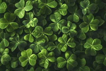 Detailed macro photography showcasing a clover leaf with intricate patterns and textures in vibrant green color, symbolizing luck and nature's beauty