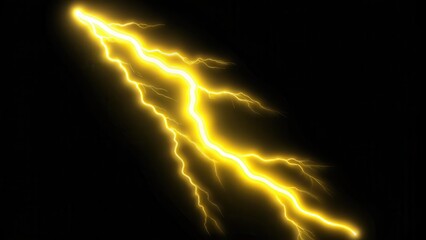 Bright Yellow Neon Lightning in Zigzag Pattern Against Dark Background