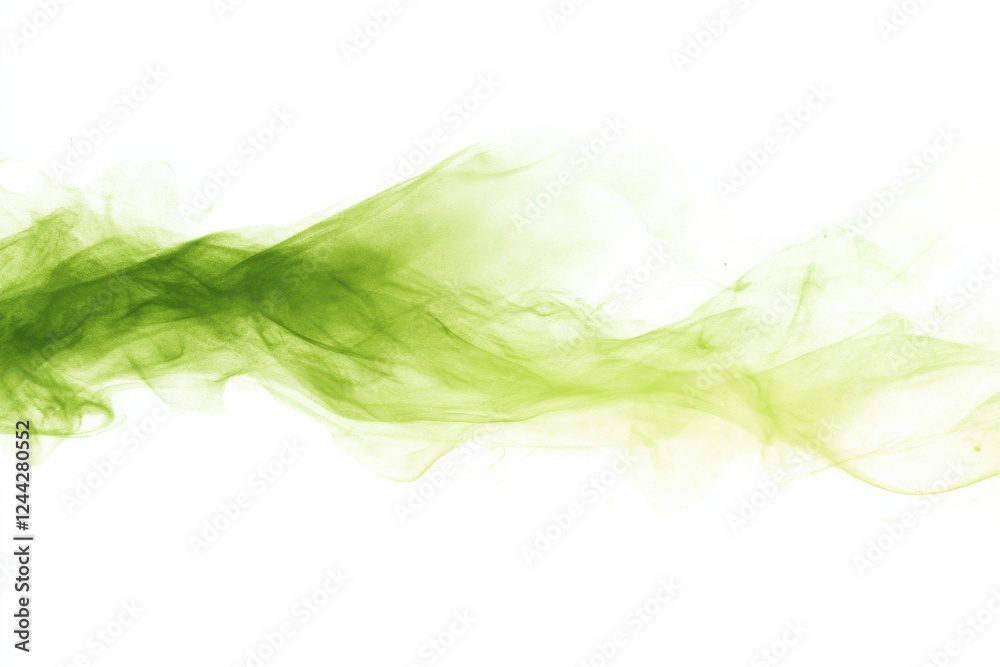 Aufkleber green swirling smoke creates an abstract, ethereal atmosphere against a white background for an intr