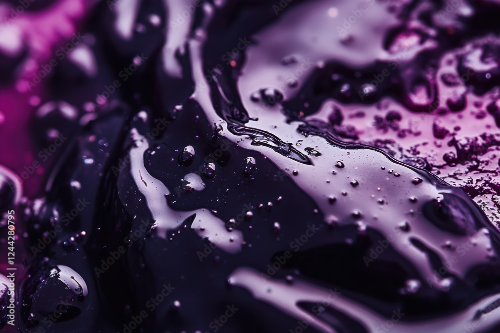 Aufkleber Dark liquid with bubbles and swirls creates a mesmerizing abstract pattern on a surface