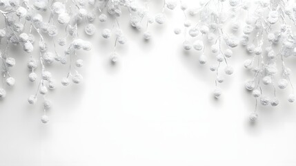 Fototapeta premium Hanging Icicle Border Frame on White Backdrop