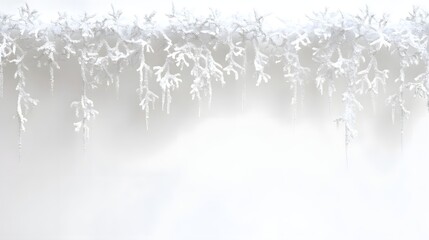 Elegant White Hanging Icicles Frame Border on Isolated Background
