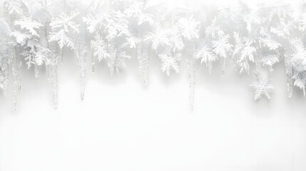 Minimalist White Hanging Icicles Border Frame on Blank Background