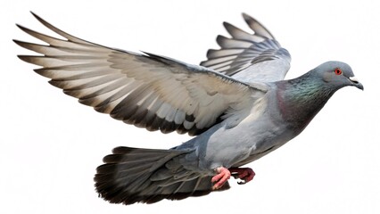 Obraz premium Feral Pigeon in Flight Isolated on White Background