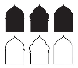 Islamic window icon set, Islamic window vector set symbol illustration
