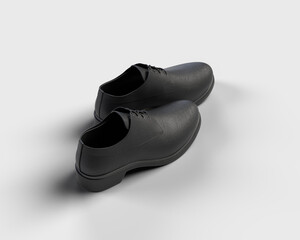 black dress shoe on white background, side view
