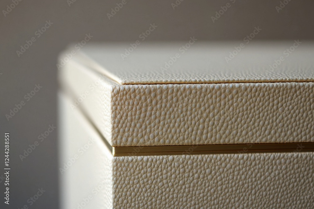 Poster elegant textured white box with a golden accent highlighting its sophisticated design and craftsmans