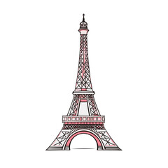 Eiffel tower hand-drawn comic illustration. Eiffel tower. Vector doodle style cartoon illustration