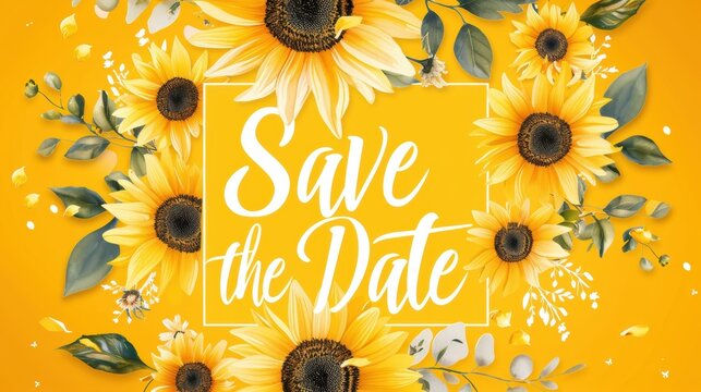 Cheerful Sunflower Save the Date Postcard Design for Weddings or Events