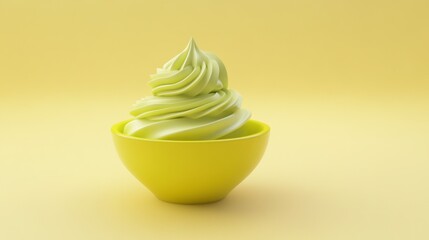 A Whimsical Frozen Yogurt Dessert in a Vibrant Yellow Bowl